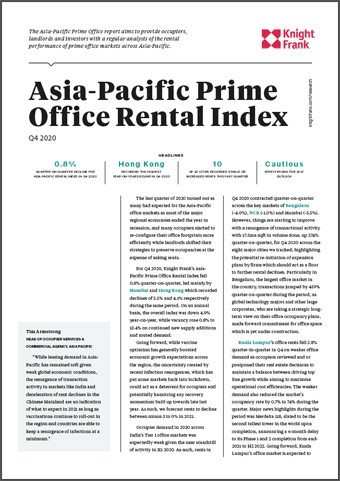 Asia-Pacific Prime Office Rental Index Q4 2020 | KF Map – Digital Map for Property and Infrastructure in Indonesia